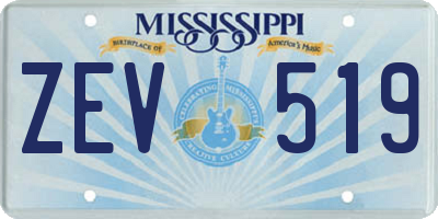 MS license plate ZEV519