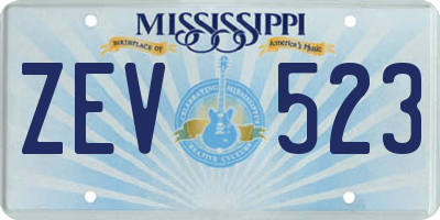 MS license plate ZEV523
