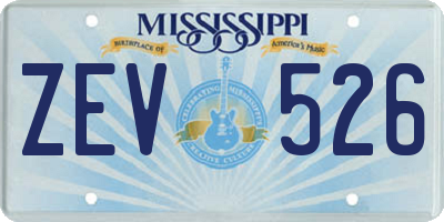 MS license plate ZEV526