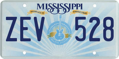 MS license plate ZEV528