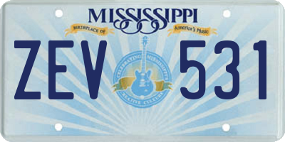 MS license plate ZEV531