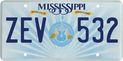 MS license plate ZEV532