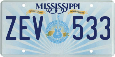 MS license plate ZEV533
