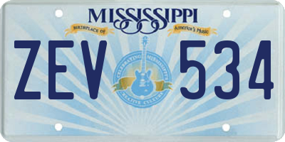 MS license plate ZEV534