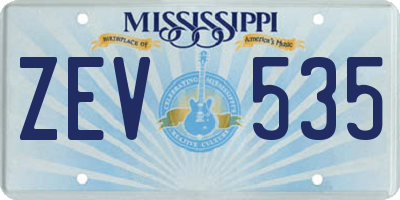 MS license plate ZEV535