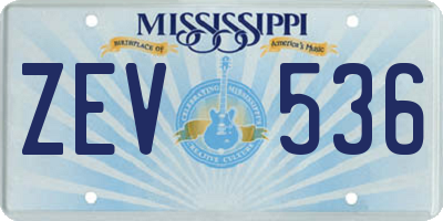 MS license plate ZEV536