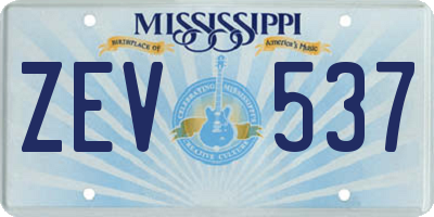 MS license plate ZEV537