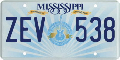 MS license plate ZEV538