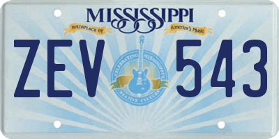 MS license plate ZEV543