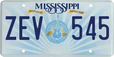 MS license plate ZEV545
