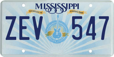 MS license plate ZEV547