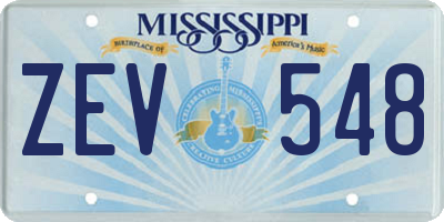 MS license plate ZEV548