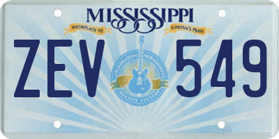 MS license plate ZEV549