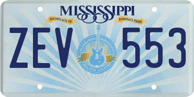 MS license plate ZEV553