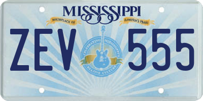 MS license plate ZEV555