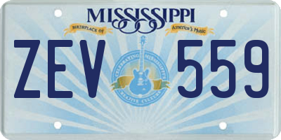 MS license plate ZEV559