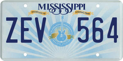 MS license plate ZEV564