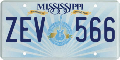 MS license plate ZEV566