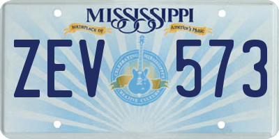 MS license plate ZEV573