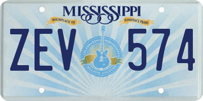 MS license plate ZEV574