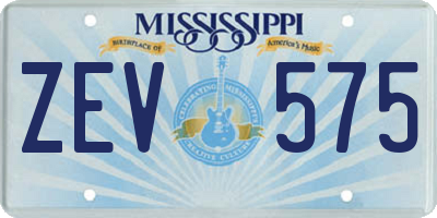MS license plate ZEV575
