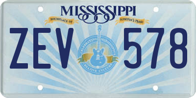 MS license plate ZEV578