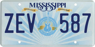 MS license plate ZEV587