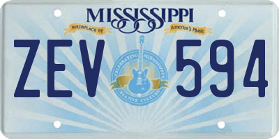MS license plate ZEV594