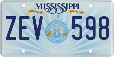 MS license plate ZEV598