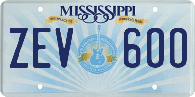 MS license plate ZEV600