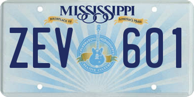 MS license plate ZEV601