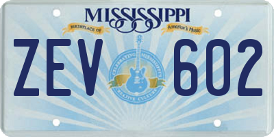 MS license plate ZEV602