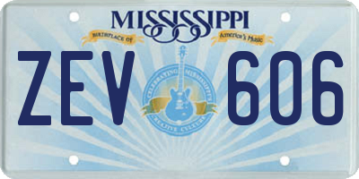 MS license plate ZEV606