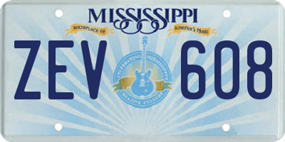 MS license plate ZEV608