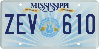MS license plate ZEV610
