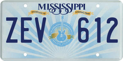 MS license plate ZEV612