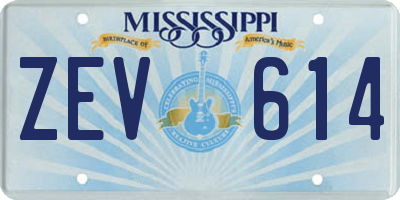 MS license plate ZEV614