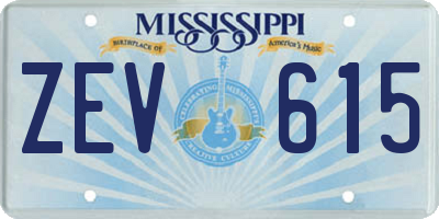 MS license plate ZEV615