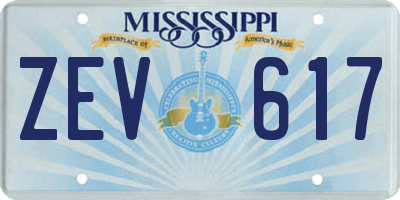 MS license plate ZEV617