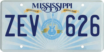 MS license plate ZEV626