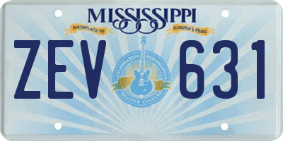 MS license plate ZEV631
