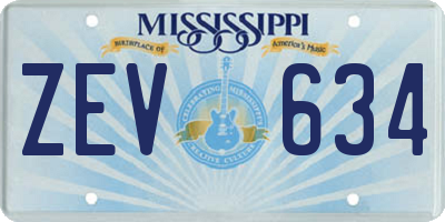 MS license plate ZEV634
