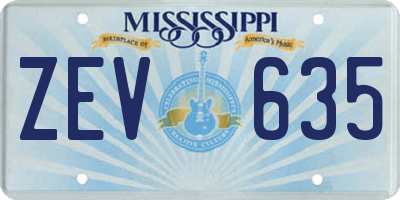 MS license plate ZEV635
