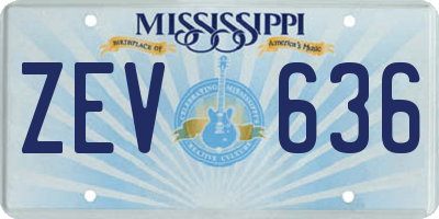 MS license plate ZEV636