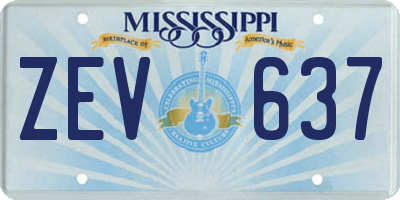 MS license plate ZEV637