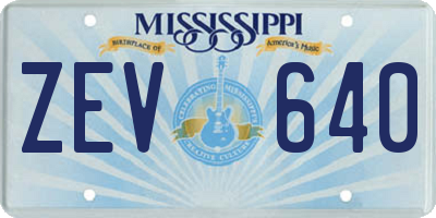 MS license plate ZEV640