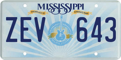 MS license plate ZEV643