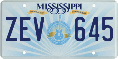 MS license plate ZEV645