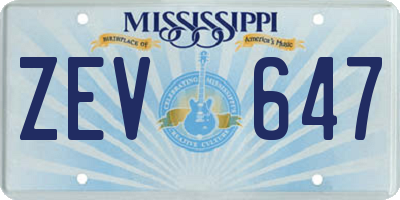 MS license plate ZEV647