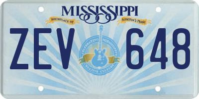 MS license plate ZEV648